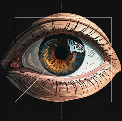 Ilustración técnica del ojo humano