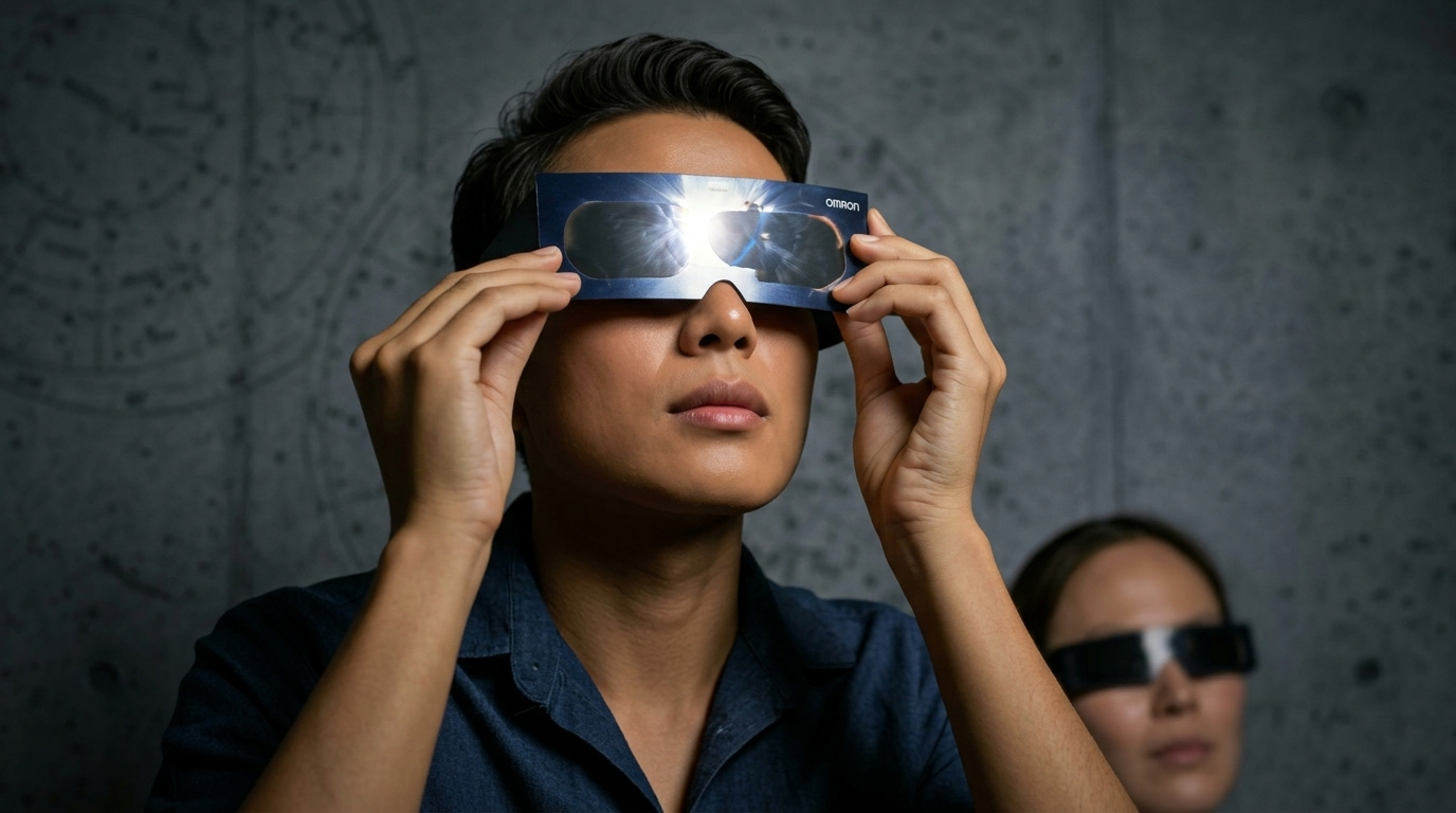 Personas observando el eclipse solar con gafas especializadas